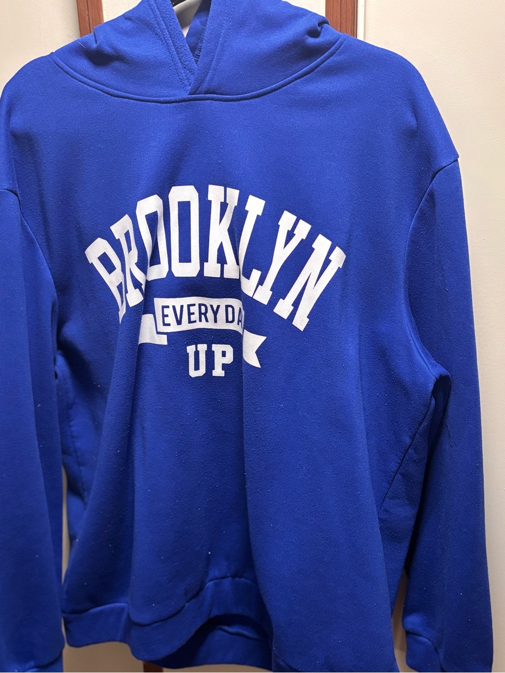 SHEIN Royal Blue 'BROOKLYN EVERY DAY UP' Crewneck Hoodie